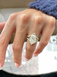 Lab Grown 3.02CT Oval Cut Diamond Cluster Three Band <b>Ring</b> <b>Set</b> 18K Solid <b>Gold</b> For Women's Wedding Party Gift For Lovers Charms - Product Image 1