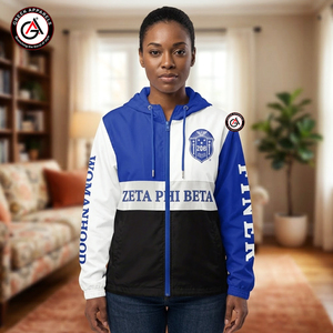 Veste coupe-vent légère, imperméable et à capuche Zeta Phi Beta pour femmes, avec broderie, pour les sororités et les fraternités. - Product Image 4