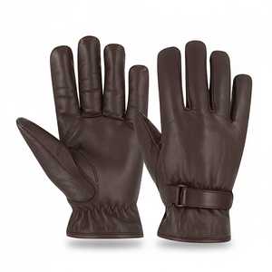 Gants de conduite en cuir, texture lisse, style pleine fleur, pour l'hiver, la moto, usage décontracté - Product Image 2