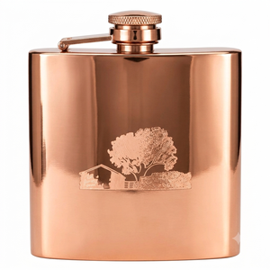 Gourde de poche en cuivre haut de gamme 6oz 8oz, gravée personnalisée, pour whisky et spiritueux, avec logo sur mesure, cadeau en gros pour hommes et événements - Product Image 1