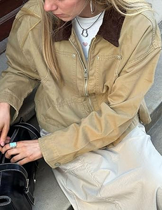Women's beige Genuine <b>Leather</b> Moto <b>Jacket</b> Full Sleeve Stand Collar Zipper Closure Autumn Style - Product Image 5