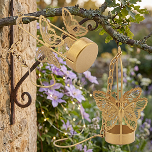 Golden Hanging Butterfly Tea <b>Light</b> Holders Elegant Metal <b>Lantern</b> With Chain For Garden Wedding & <b>Indoor</b> Decorative Lighting - Product Image 4
