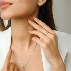 18K <b>Gold</b> Plated Aquamarine & Zircon Geometric <b>Jewelry</b> <b>Set</b> - Product Image 2