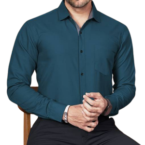 Men's Beige Long Sleeve Casual Shirt Turn-<b>down</b> Collar Solid Color Breathable Cotton Poplin Summer Shirts - Product Image 5