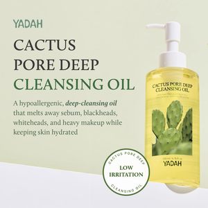 น้ำมันทำความสะอาดผิวหน้า YADAH Cactus Deep Cleansing Oil สำหรับล้างเครื่องสำอาง ทำความสะอาดรูขุมขน ควบคุมความมัน ให้ความชุ่มชื้น ปราศจากพาราเบน เหมาะสำหรับผู้ทานวีแกน - Product Image 2