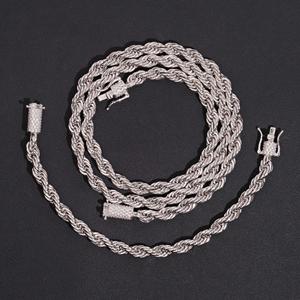 Collar de Cadena de Cuerda con Moissanita Chapada en Oro/Plata de Lujo, Engastada con Puntas, Joyería Hip Hop Iced Out, Pieza Destacada para Hombres y Mujeres - Product Image 4