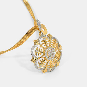 Collier pendentif en or jaune avec filigrane floral et diamant de laboratoire - Product Image 5