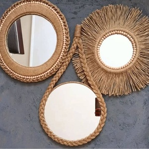 Handmade Rattan Round <b>Wall</b> <b>Mirror</b> Art Deco Decorative Frame Natural Finish Living Room Room Decoration - Product Image 3