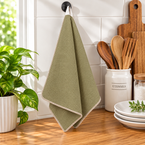 Olive Green Woven Kitchen Towel Square Cotton Dish <b>Cloth</b> with Hanging Loop Customized Size And Color Kitchen Dish <b>Cloth</b>. - Product Image 1