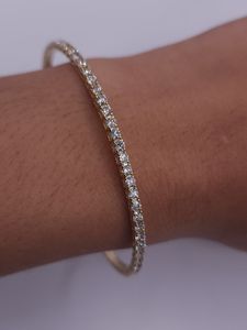 3.09 CT Lab Grown Diamond Bangle <b>Bracelet</b> in 18K Gold Plated | IGI Certified Luxury Bridal Wedding Jewelry - Product Image 2