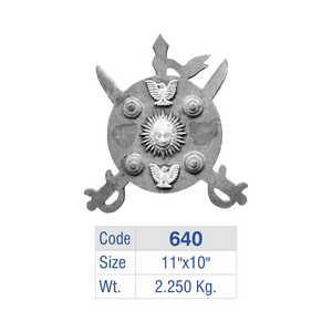Mewar Shield Balaustrada de Aluminio con Medallón de Hierro Fundido, Escudo de Sables Cruzados, Emblema Solar y Placa de Aves, para Entrada de Villa de Lujo - Product Image 6