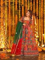 Lehenga Choli rouge à imprimé numérique, robe traditionnelle indienne et pakistanaise pour femmes avec dupatta, tenue de fête de mariage