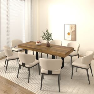 Tavolo da pranzo allungabile in legno effetto età e rettangolo nero per 6-10 persone 160-200 cm - Product Image 4