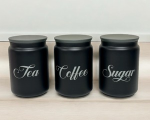 Tea Coffee Sugar Black Metal <b>Container</b> Set With Lid Airtight <b>Kitchen</b> <b>Storage</b> Canisters For Countertop Pantry Organizer - Product Image 2