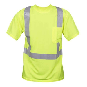 T-shirt de sécurité haute visibilité Classe 2 ANSI EN ISO 20471 Bandes réfléchissantes Vert citron Utilisation jour et nuit - Product Image 2