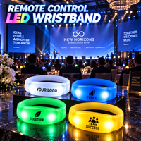 Bracelet lumineux LED clignotant DMX avec télécommande, activé par le son, en ABS+Silicone, pour fêtes de remise de diplôme et de Thanksgiving