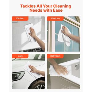 Confezione da 50 Panni in Microfibra Premium 12 X 12 Bianchi per Pulizia, Senza Pelucchi, Anti-Graffio, Altamente Assorbenti - Confezione da 12 - Product Image 3