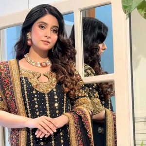 Elegante Vestido Maxi Lehenga Choli de Gasa Acrílica Bordado con Delicados Adornos, Transpirable, Antiarrugas, Ideal para Fiestas al Aire Libre - Product Image 1