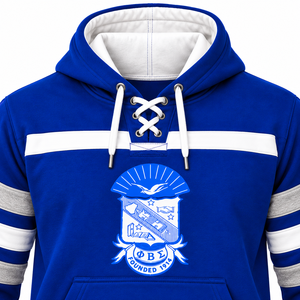 Sudadera con Capucha Azul Rey para Hombre Phi Beta Sigma con Bordado del Escudo, Cuello con Cordones, Mangas a Rayas y Bolsillo Canguro - Fraternidad - Product Image 5