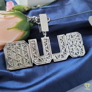 จี้เพชรโมอิสซาไนต์แบบกำหนดเอง "SLUM" สร้อยคอแบบ Iced Out Cuban Link เครื่องประดับฮิปฮอปสำหรับผู้ชายและผู้หญิง - Product Image 3