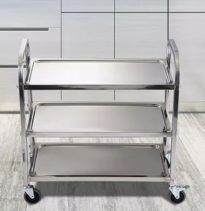 Carrito de Cocina de Acero Inoxidable OEM/ODM de Vietnam, Carrito de Servicio de Alimentos para Restaurantes con Estante de Almacenamiento y Ruedas - Product Image 3