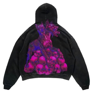 Sudadera con Capucha Oversize para Hombre de INDEX SPORTSWEAR, Estampado de Calaveras por Sublimación, Estilo Urbano, Felpa Francesa, Ropa de Otoño - Product Image 3