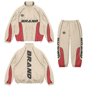 Men's Oversized Streetwear Tracksuit Set Custom Logo Windbreaker <b>Jacket</b> Jogger Pants Y2K Urban Sportswear Two Piece Outfit - Product Image 2