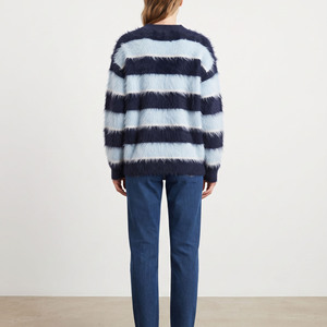 Meilleur fabricant, service OEM, pull en mohair, respirant, confortable, matière douce, laine tricotée, nouveau style, pull rayé pour femmes - Product Image 6