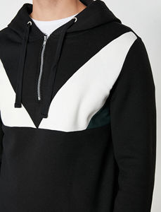 Sudadera con capucha extragrande de peso pesado con cremallera de un cuarto para hombre, estilo urbano, al precio más bajo, MOQ bajo, ropa deportiva para hombre - Product Image 6