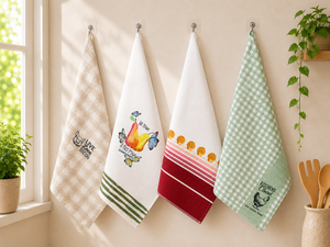 Serviette de cuisine en coton brodée personnalisée, réutilisable, séchage rapide, absorbante, en tissu gaufré pour la maison et la cuisine - Product Image 5