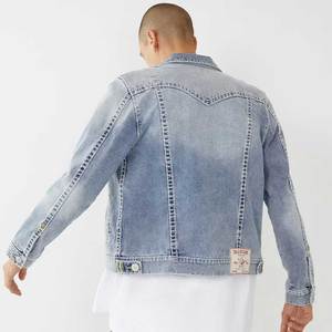 Factory Direct <b>Men's</b> High-Quality Customized Denim <b>Jacket</b> - Slim Fit Long Sleeved <b>Trucker</b> Style with Vintage Retro Medium Wash - Product Image 3