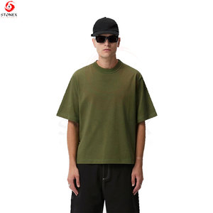 เสื้อยืดทรงบ็อกซี่โอเวอร์ไซส์สำหรับผู้ชาย ผ้าฝ้ายเนื้อหนา สไตล์สตรีทแวร์ ไหล่ตก สำหรับแฟชั่นลำลองสมัยใหม่และสไตล์คนเมือง - Product Image 1