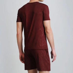 Men Wholesale Summer New Men Casual Shorts Sets 2 Piece Outfits T-Shirt <b>Drop</b> Shoulder Short Sleeve Drawstring Woven 100% Cotton - Product Image 1