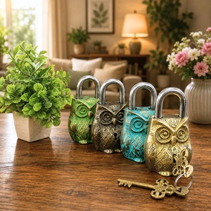 Heavy Duty Brass <b>Padlock</b> Standing Owl Shaped Master Key Security Lock OEM Custom Logo Industrial Gate Storage Best Selling - Product Image 3