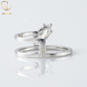 Bague en or blanc 10 carats, bague en diamant moissanite taille marquise et taille ronde, bague de fiançailles en spirale, bague d'anniversaire pour femme - Product Image 4