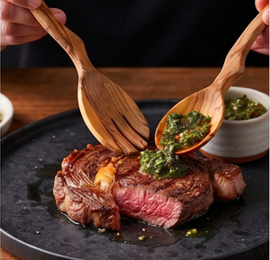 Ensemble de service à salade en bois naturel, design minimaliste, finition mate, couverts pour le camping et la cuisine, utilisation en camping et en hôtel - Product Image 5