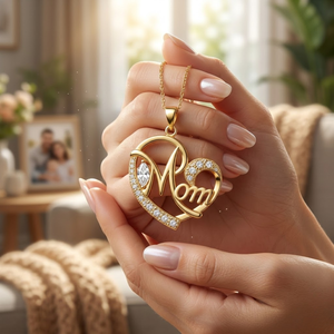 Colgante de oro amarillo de 14 quilates con forma de corazón y diamante redondo auténtico para mamá, sin cadena |   Elegante Diseño de Joyería Fina, Regalo para Mujer - Product Image 2