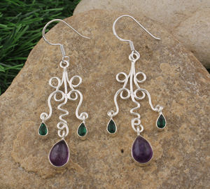 Natural Amethyst 925 Sterling <b>Silver</b> Luxury Unisex Drop <b>Earrings</b> Handmade February Birthstone Jewelry Purple Gemstone Wholesale - Product Image 2
