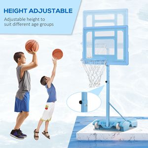 Canestro da Basket Portatile Regolabile 92,7-123 cm con Tabellone Trasparente, Palo e Base Riempibile per Uso a Bordo Piscina - Product Image 4