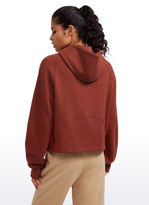 Custom 1/4 <b>Zipper</b> Women's Hoodie For Sale. Half-Zip Long-Sleeved Cotton and Wool Pullover With Pockets. Women's Hoodies - Product Image 2