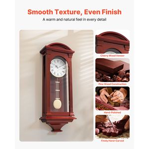 Orologio da Parete Vintage in Legno di Pino e MDF con Movimento al Quarzo Classico e Design Silenzioso, 26,7 Pollici, Orologio a Pendolo - Product Image 3