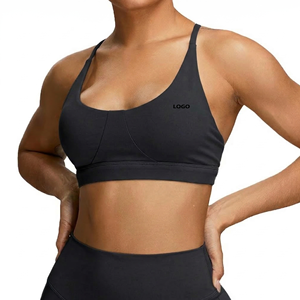 New Arrival Custom Front Logo Lightweight High Support Women's Solid <b>Racerback</b> U-Neck Yoga Sports <b>Bra</b> 75%Nylon 25%Spandex - Product Image 4