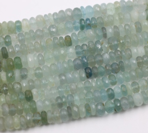 Cuentas de aguamarina natural facetadas en forma de redondel, piedras preciosas, tamaño de las cuentas 11 mm, longitud 13 pulgadas, nuevas cuentas para bisutería. - Product Image 1