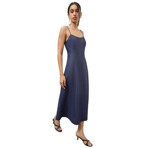 Women Sleeveless Denim Midi Dress Button Front Casual Cotton Summer Wear OEM ODM Wholesale - Product Image 3