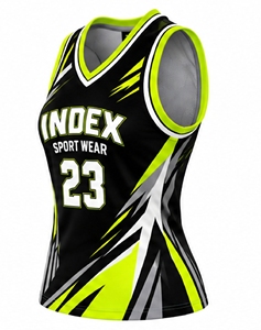 Camiseta de Baloncesto para Mujer INDEX, Negra y Verde, Cuello en V, Sin Mangas, Número 23, Transpirable, Sublimada - Product Image 5