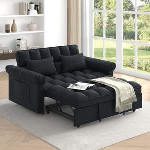 Divano letto posteriore regolabile nero Loveseat con funzione estraibile - Product Image 1