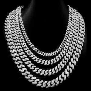 Collier de luxe pour femme en argent sterling 925 massif avec strass, chaîne à maillons plaquée rhodium, bijoux de soirée - Product Image 1
