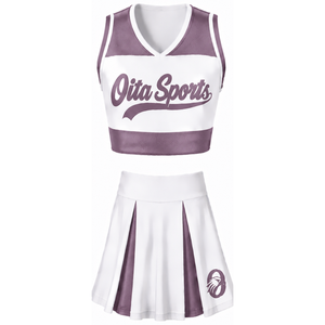 Ensemble d'uniforme de cheerleading sublimé blanc-mauve sans manches, haut et jupe pour équipe sportive, tenue de sport pour entraînement, performance et compétition - Product Image 1