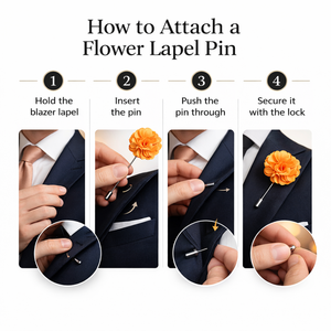 Pin de Solapa con Diseño de Flor Esmaltada de Alta Calidad para Hombre |   Broche de Boutonnière de Metal Hecho a Mano |   Pin de Solapa para Traje de Novio, Accesorio para Blazer - Product Image 5