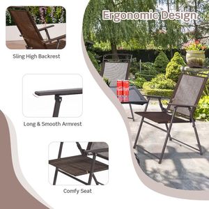 Ensemble de 4 chaises pliantes en acier pour patio, camping et terrasse - Product Image 6